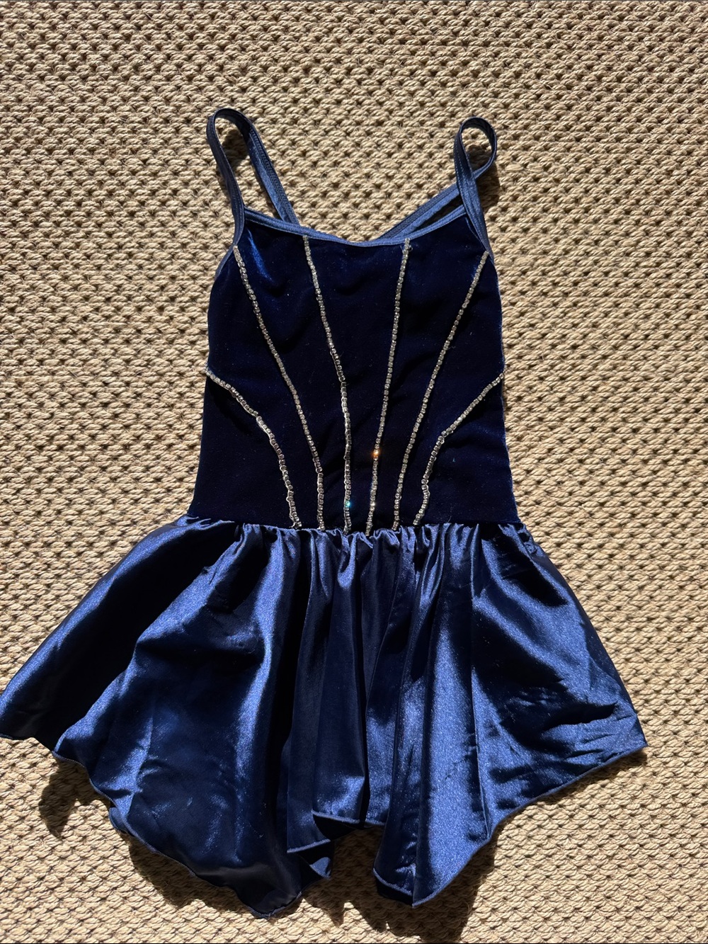 Weissman Navy Blue Girls Dance Costume with Glitter Trim size child medium